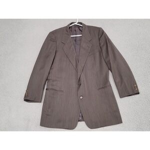 Vintage Hickey Freeman Blazer Mens 46L (Fits 44L) Brown Striped Wool Suit Jacket